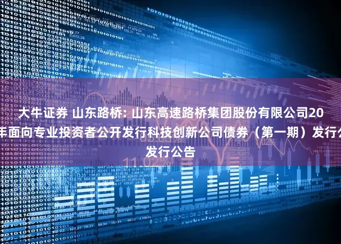 大牛证券 山东路桥: 山东高速路桥集团股份有限公司2025年面向专业投资者公开发行科技创新公司债券（第一期）发行公告